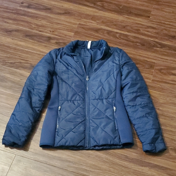 Fabletics Jackets & Blazers - Fabletics Navy Full Zip Puffer Jacket With Zip Out Hood